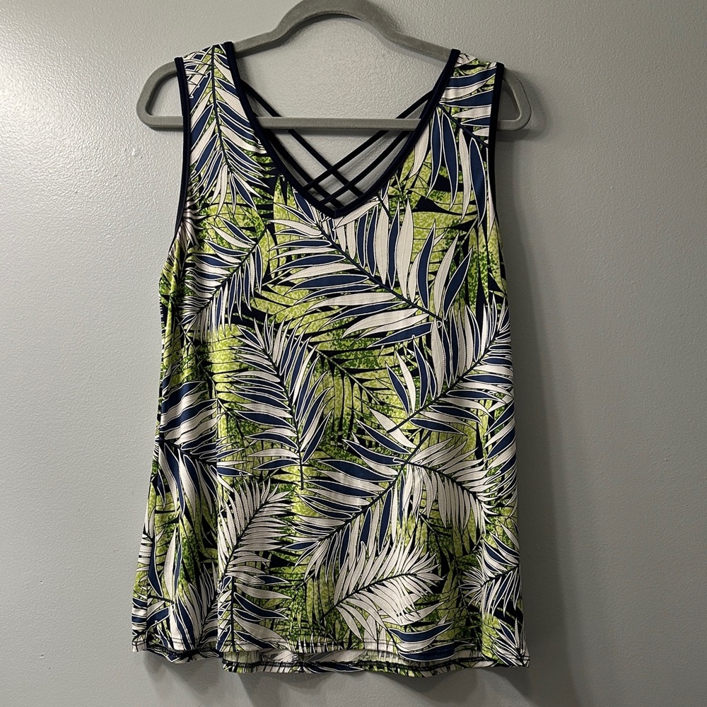 Tropical Leaf Print Women's Tank Top